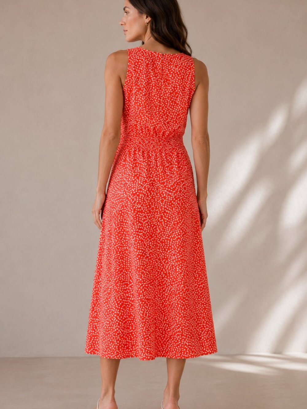 Rebecca Taylor Malia Twist Front Silk Midi Dress Red Floral Jacquard Size 4 - Picture 2 of 7
